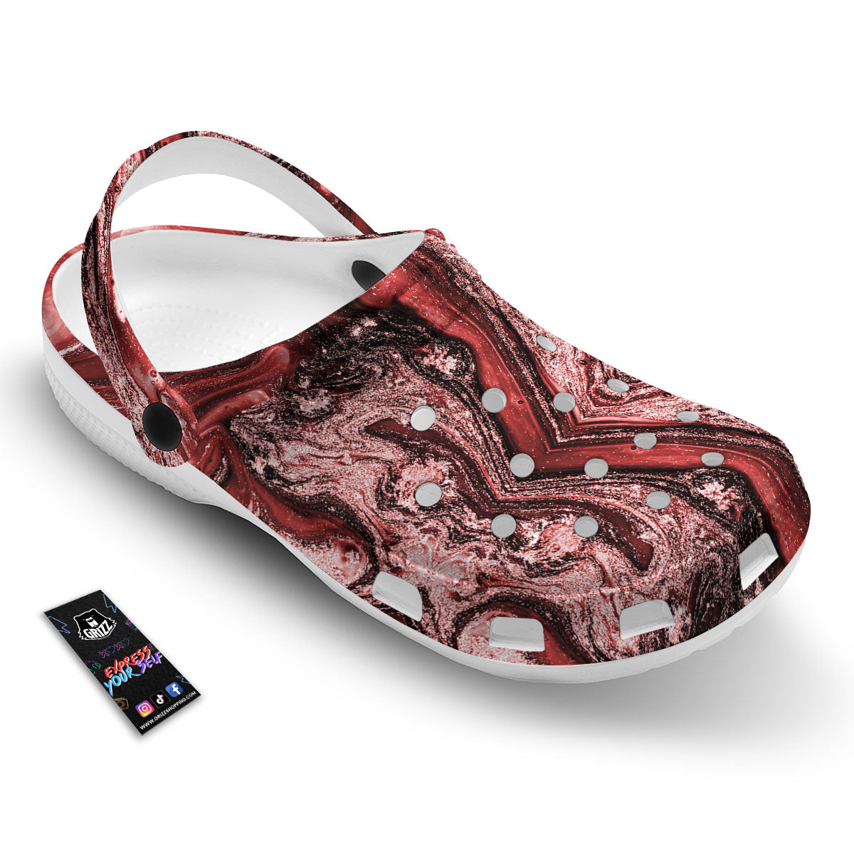 Marble Red Print Pattern Clog-grizzshop