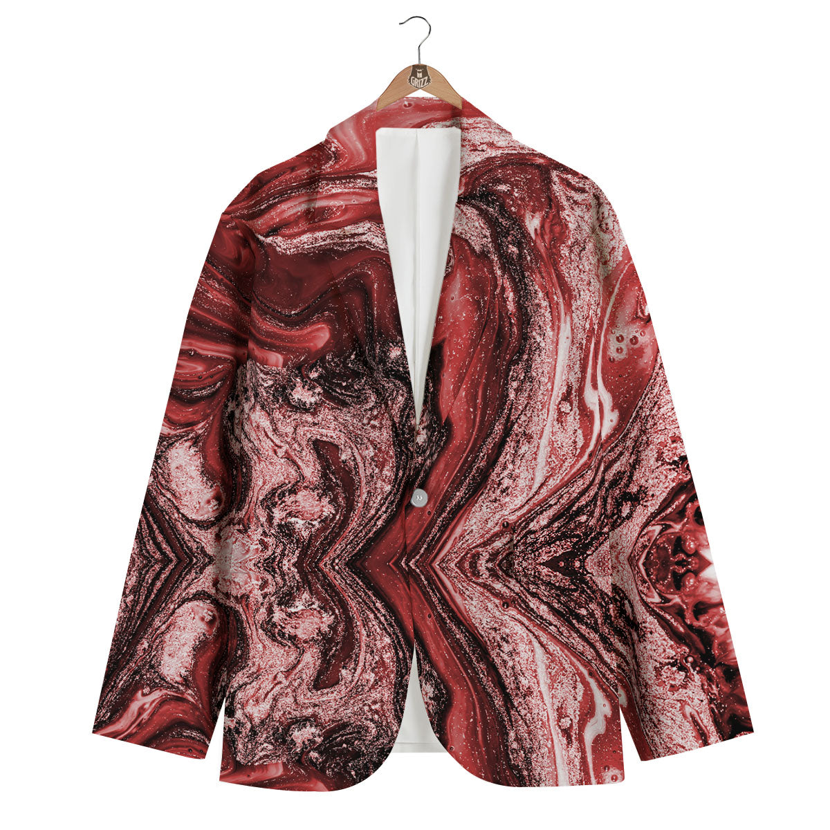 Marble Red Print Pattern Men's Blazer-grizzshop