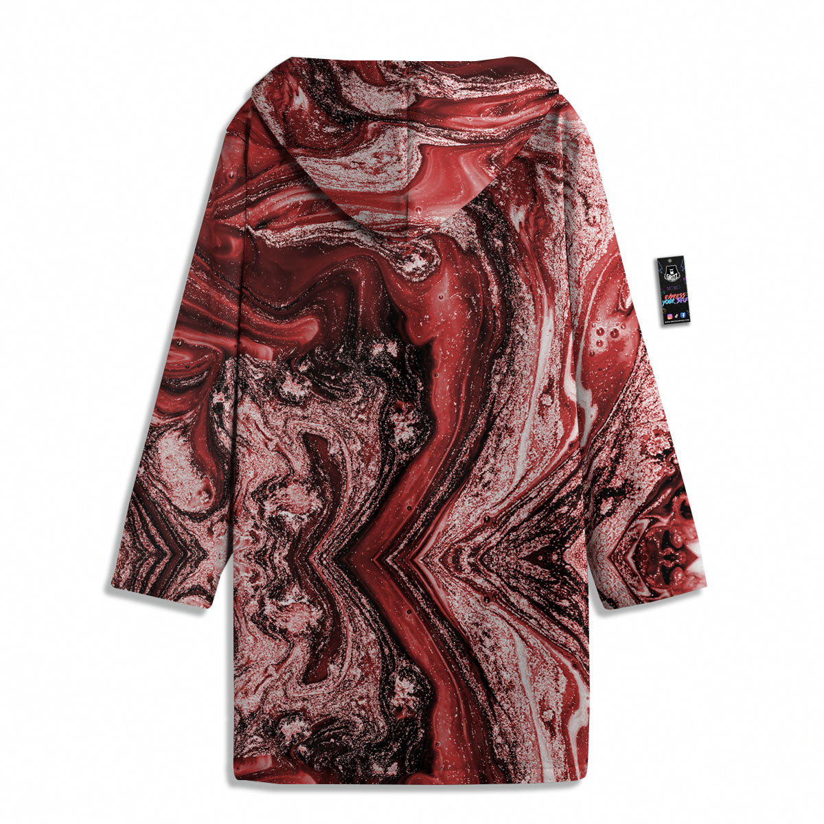 Marble Red Print Pattern Men's Windbreaker Jacket-grizzshop