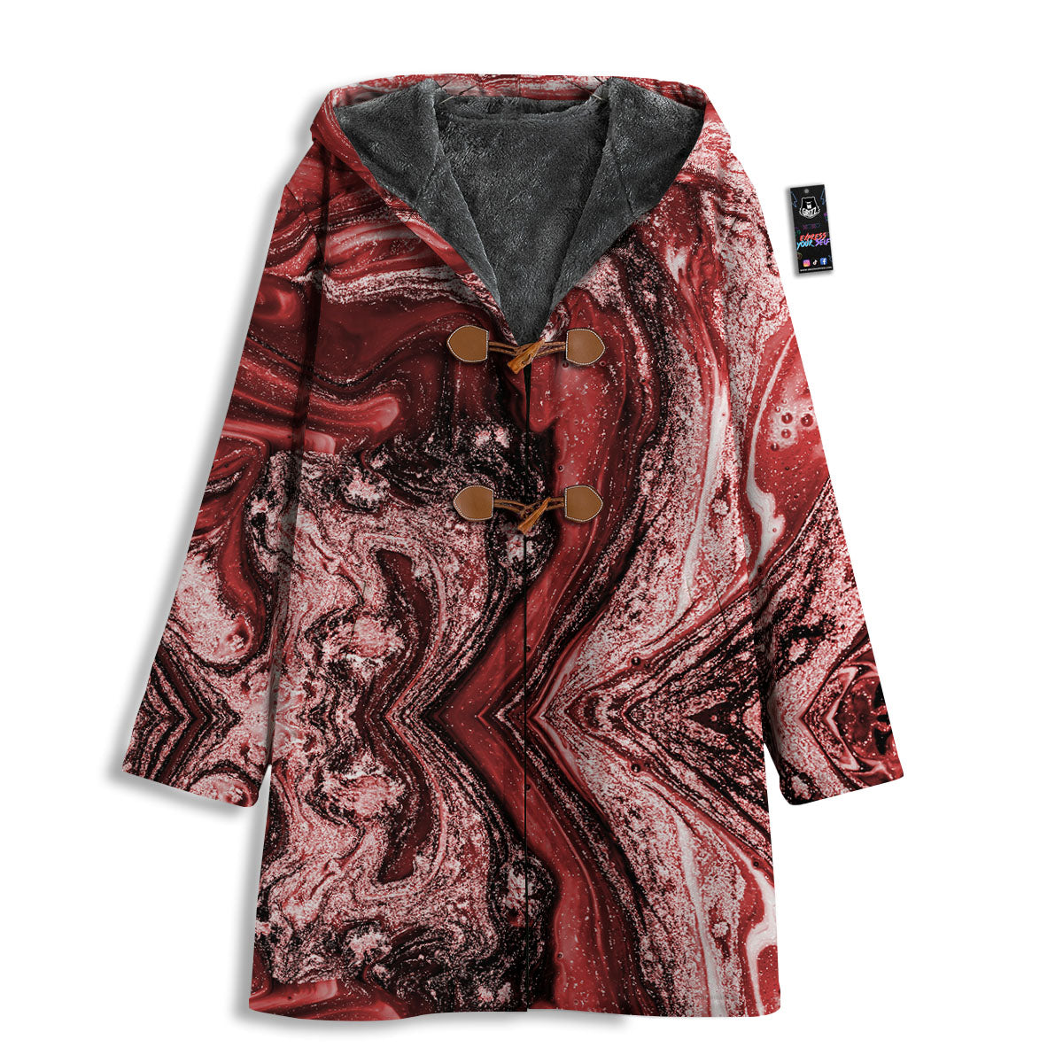 Marble Red Print Pattern Men's Windbreaker Jacket-grizzshop