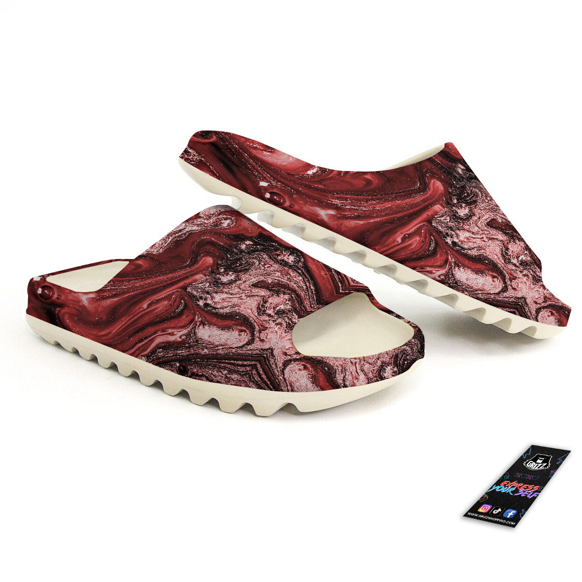 Marble Red Print Pattern Sandals-grizzshop