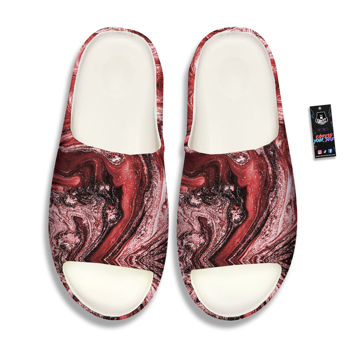 Marble Red Print Pattern Sandals-grizzshop