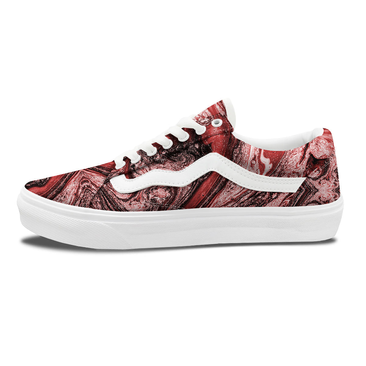 Marble Red Print Pattern Skate Shoes-grizzshop