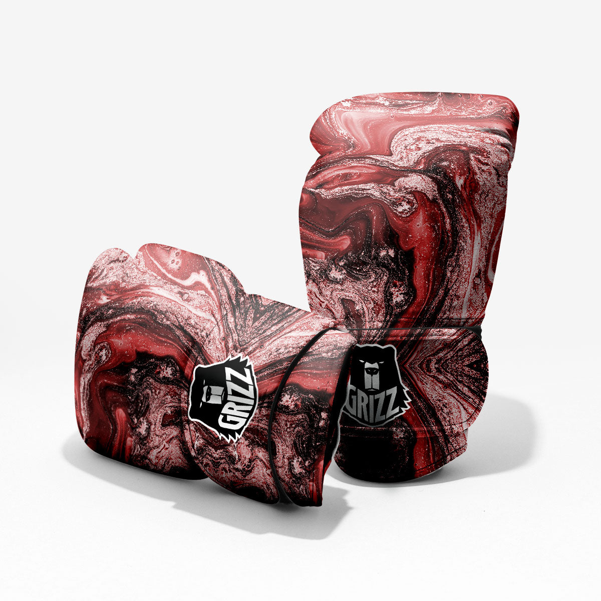 Marble Red Print Pattern Sparring Gloves-grizzshop
