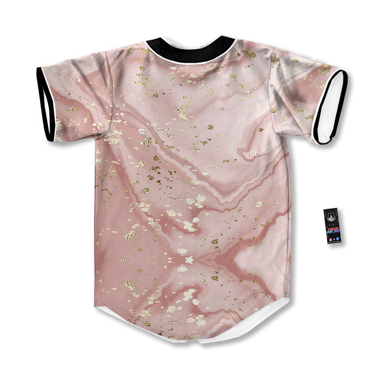 Marble Rose Pink Print Pattern Baseball Jersey-grizzshop
