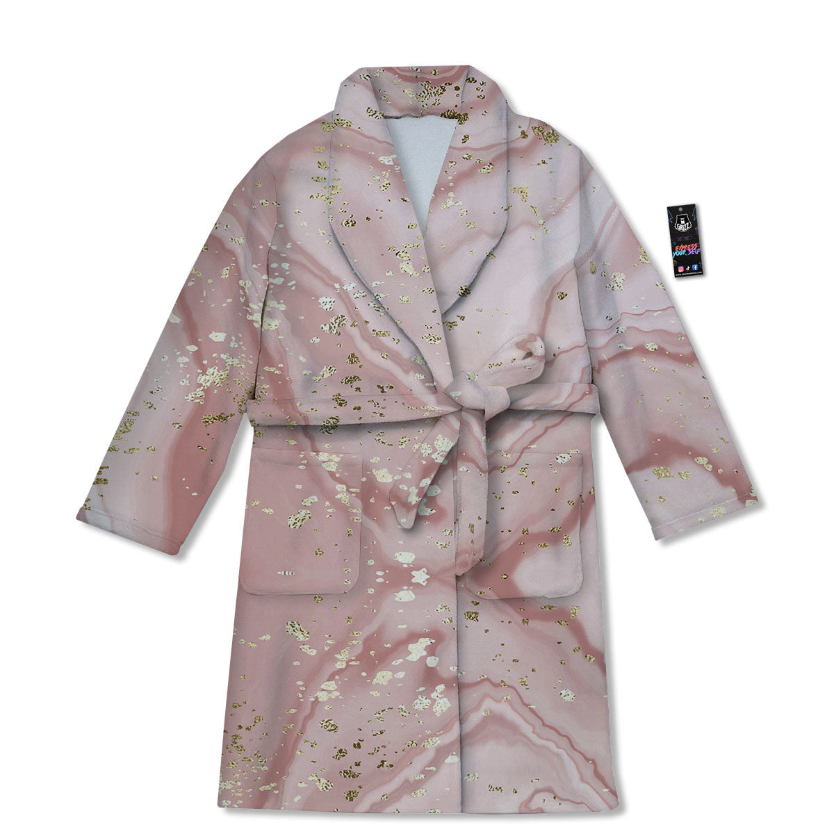 Marble Rose Pink Print Pattern Bathrobe-grizzshop