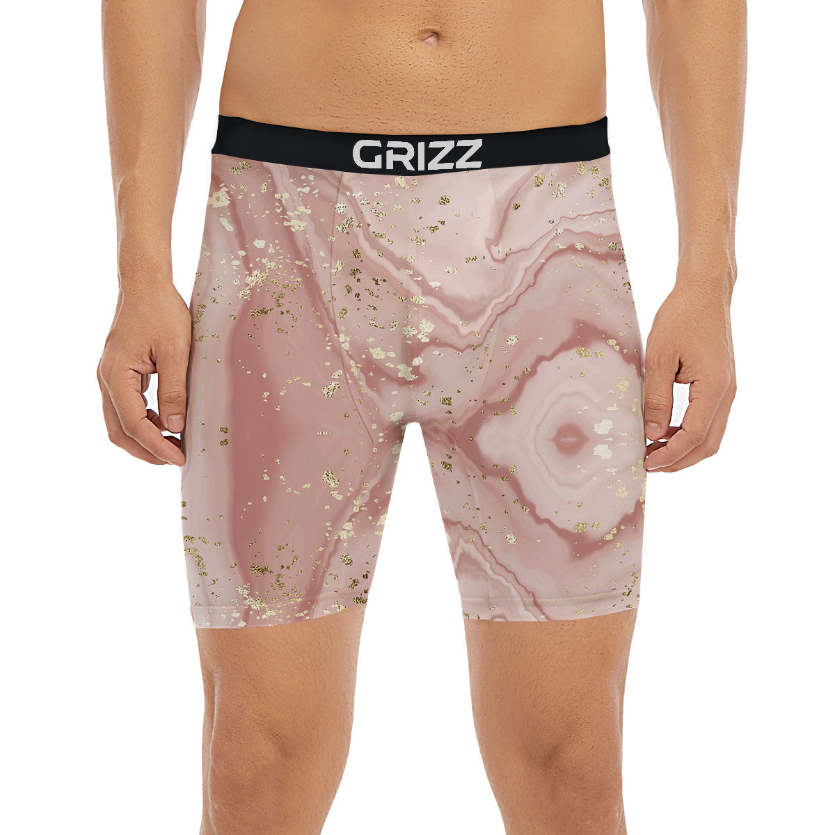 Marble Rose Pink Print Pattern Boxer Briefs-grizzshop