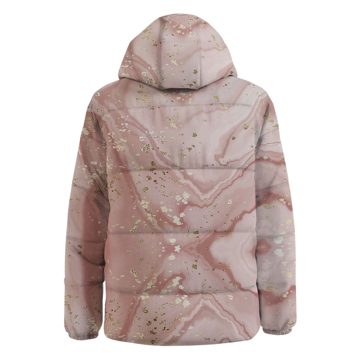 Marble Rose Pink Print Pattern Down Jacket-grizzshop