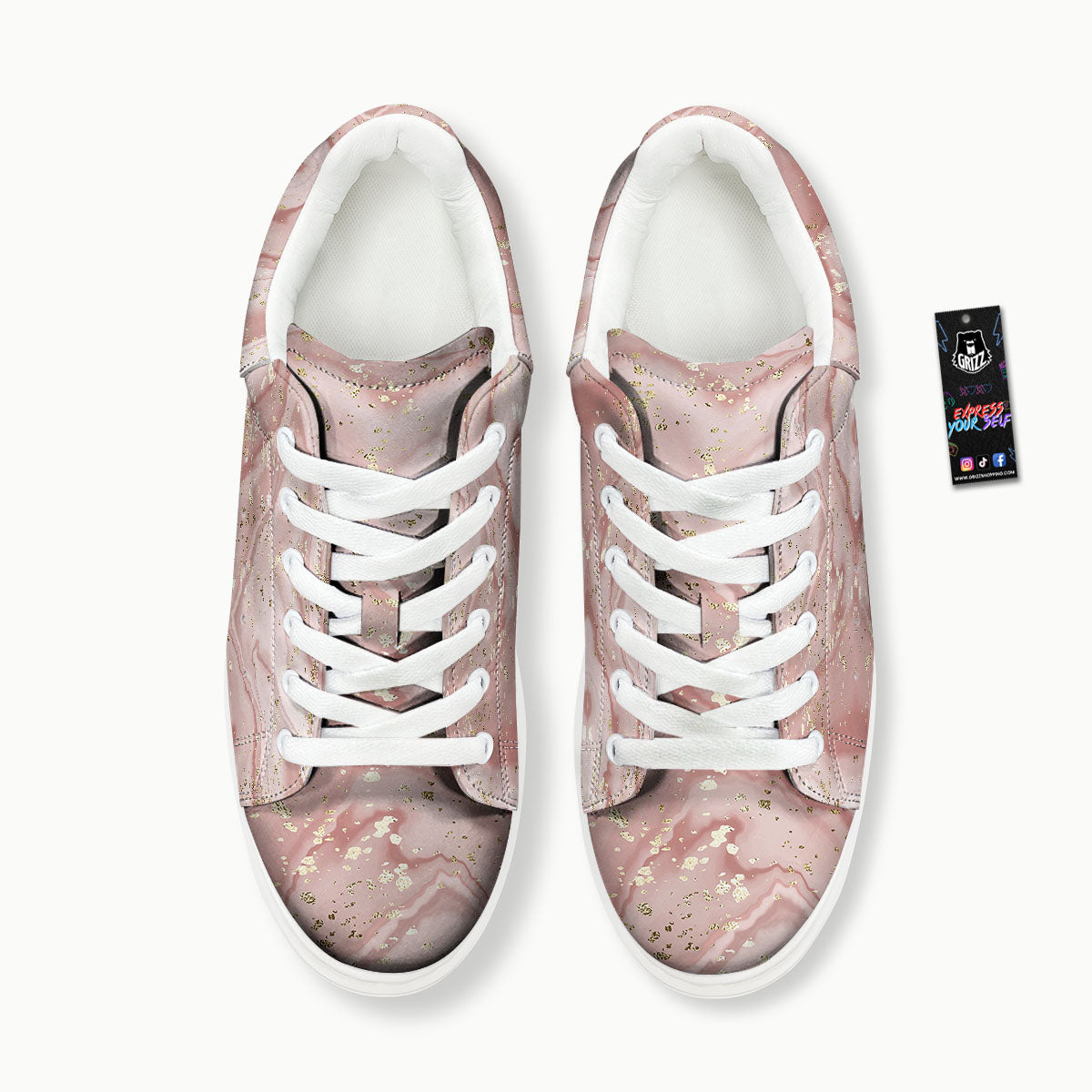 Marble Rose Pink Print Pattern Platform Shoes-grizzshop