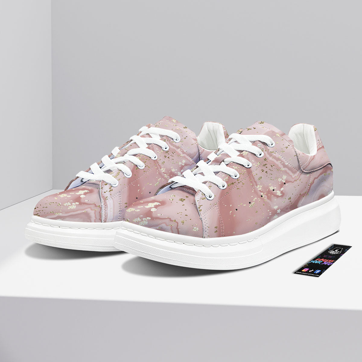 Marble Rose Pink Print Pattern Platform Shoes-grizzshop