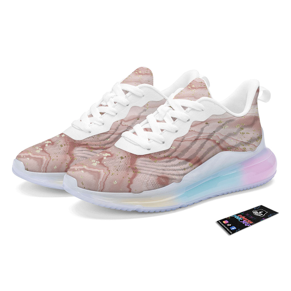Marble Rose Pink Print Pattern Running Sneakers-grizzshop