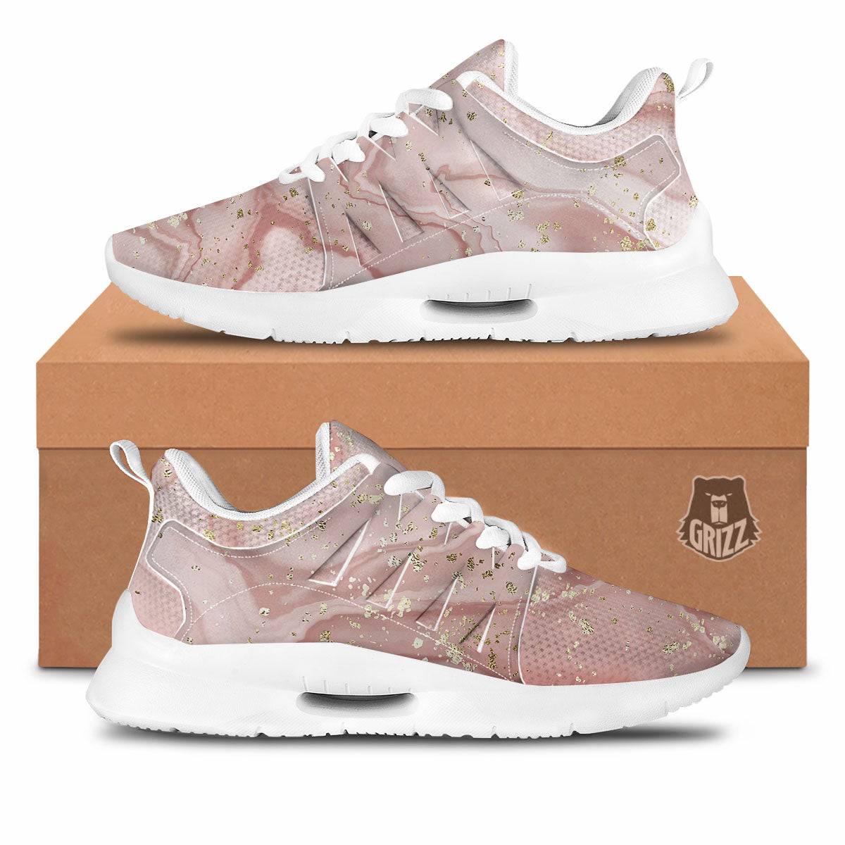 Marble Rose Pink Print Pattern Tennis Shoes-grizzshop