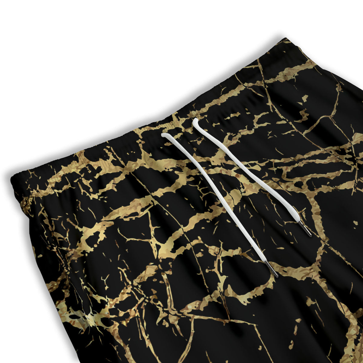 Marble Scratch Black Gold Print Marble Men's Athletic Shorts