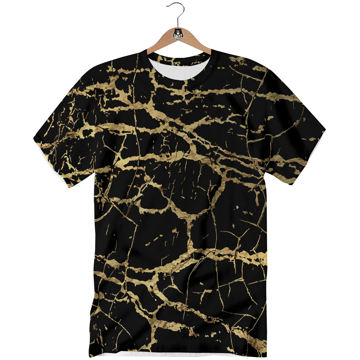 Marble Scratch Black Gold Print Marble T-Shirt-grizzshop