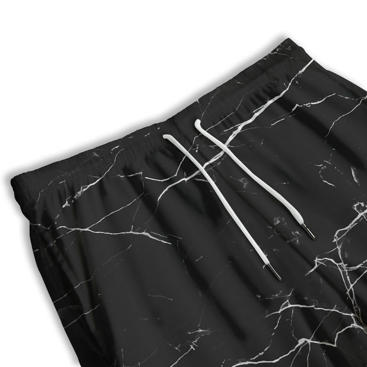 Marble Scratch Black White Print Men's Athletic Shorts