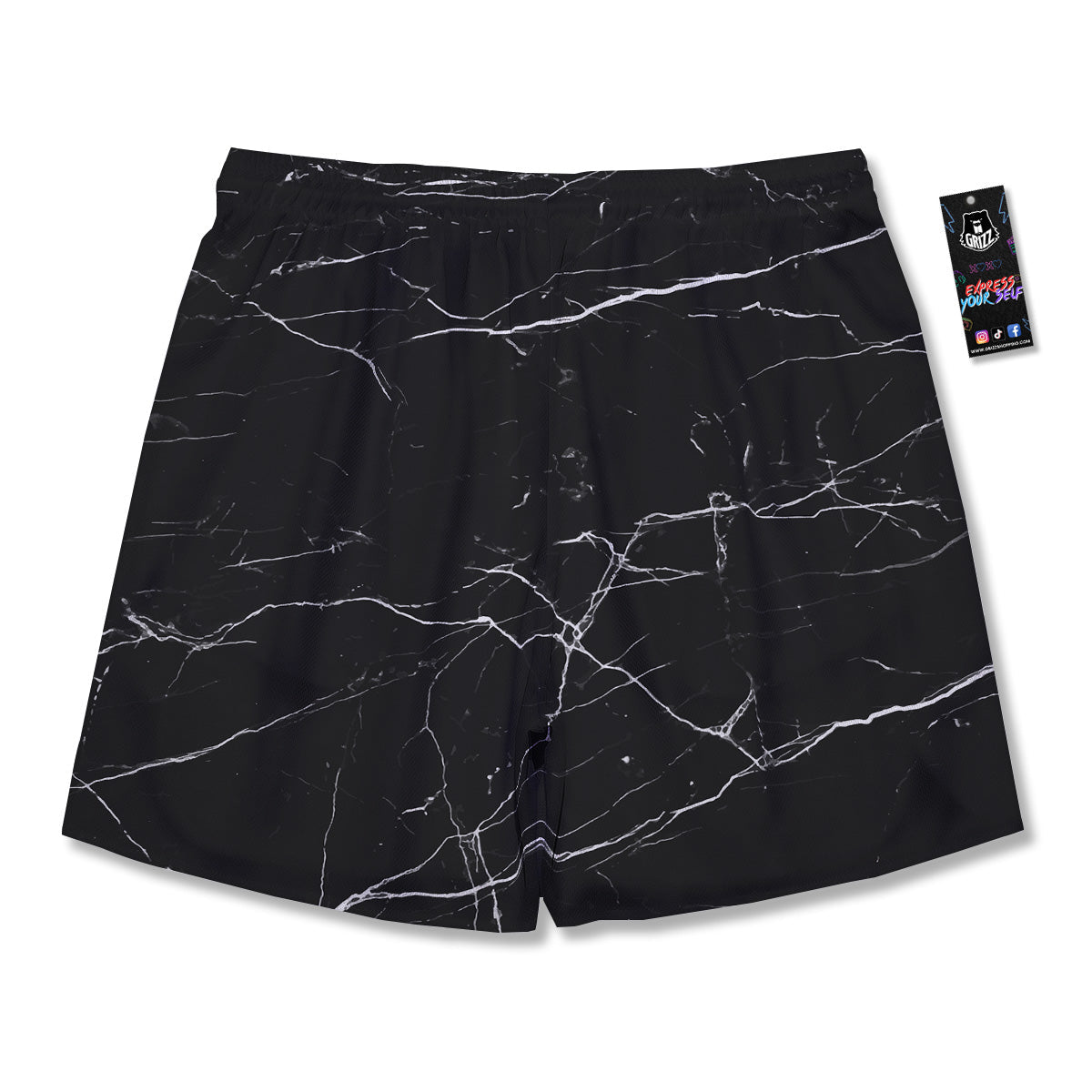 Marble Scratch Black White Print Men's Running Shorts-grizzshop