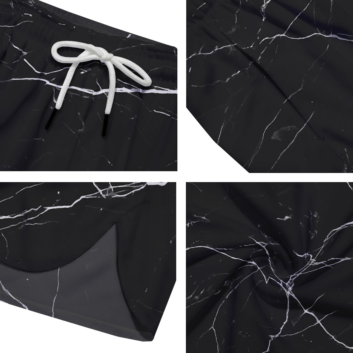 Marble Scratch Black White Print Men's Running Shorts-grizzshop