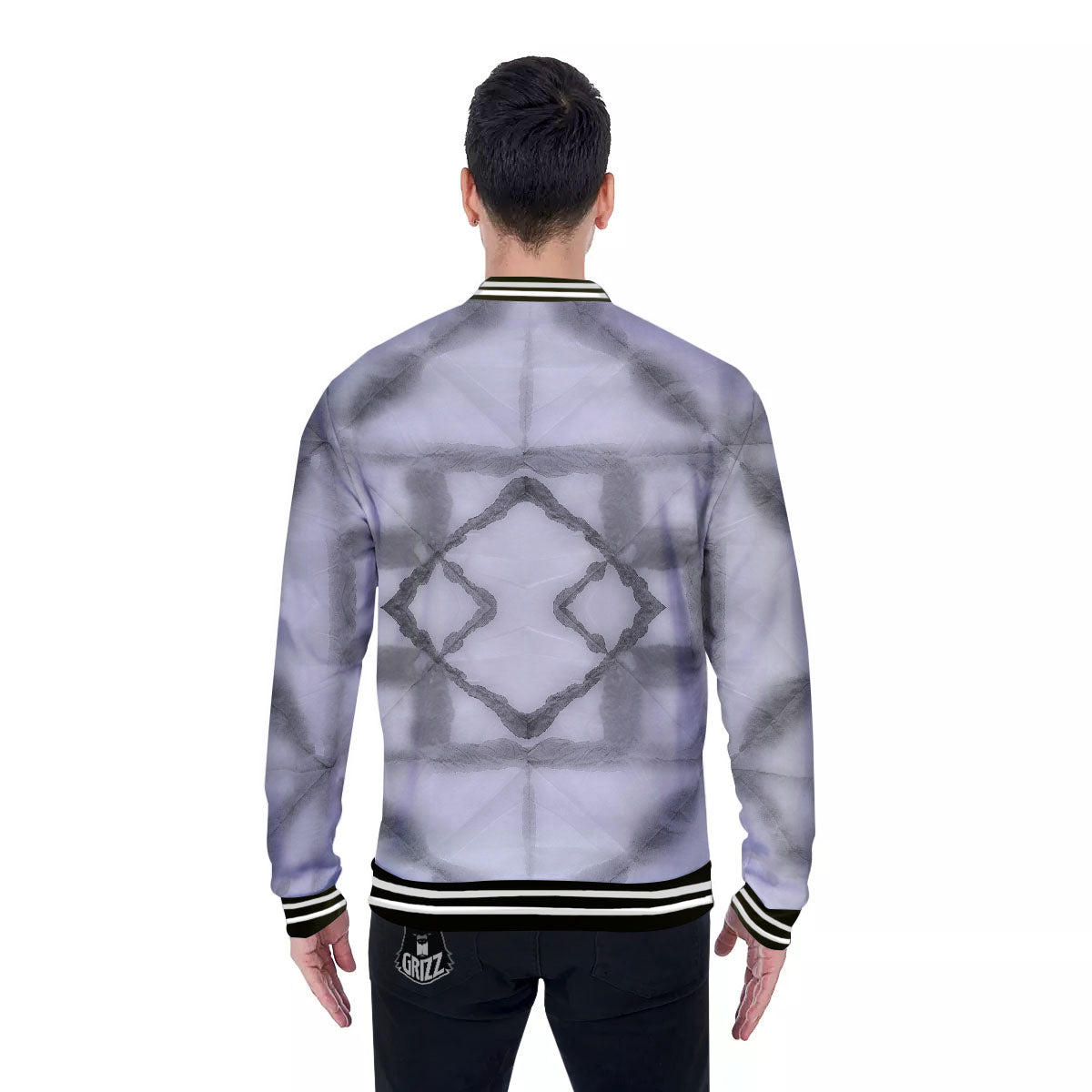 Marble Silver Grey Print Pattern Baseball Jacket-grizzshop