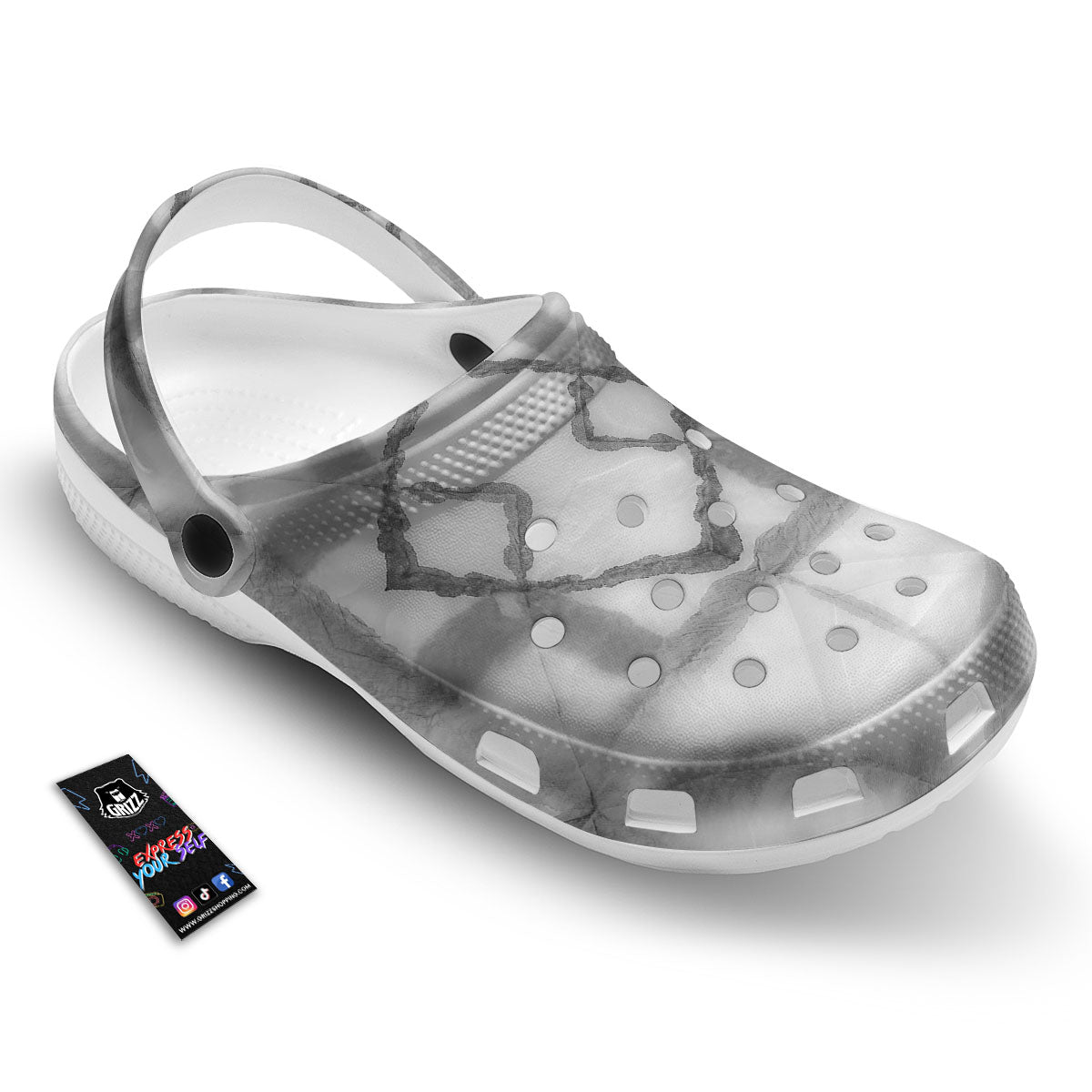 Marble Silver Grey Print Pattern Clog-grizzshop