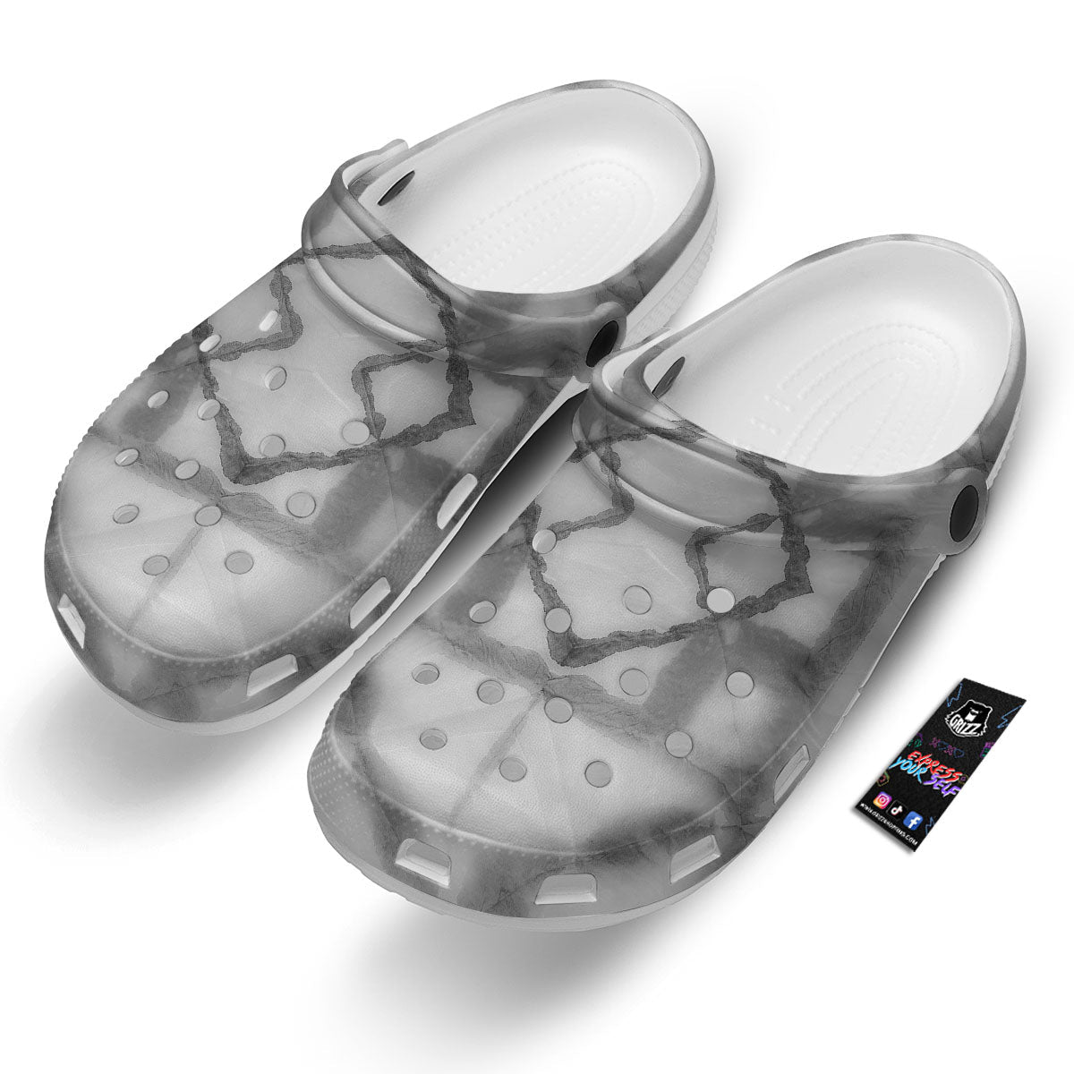 Marble Silver Grey Print Pattern Clog-grizzshop