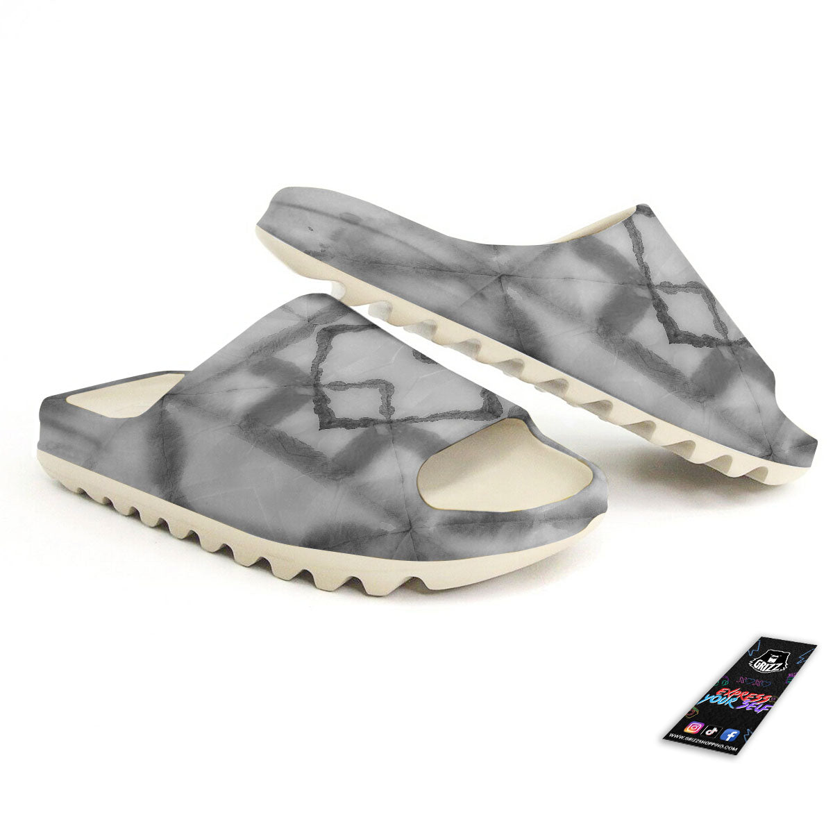 Marble Silver Grey Print Pattern Sandals-grizzshop