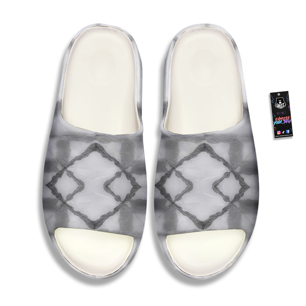 Marble Silver Grey Print Pattern Sandals-grizzshop