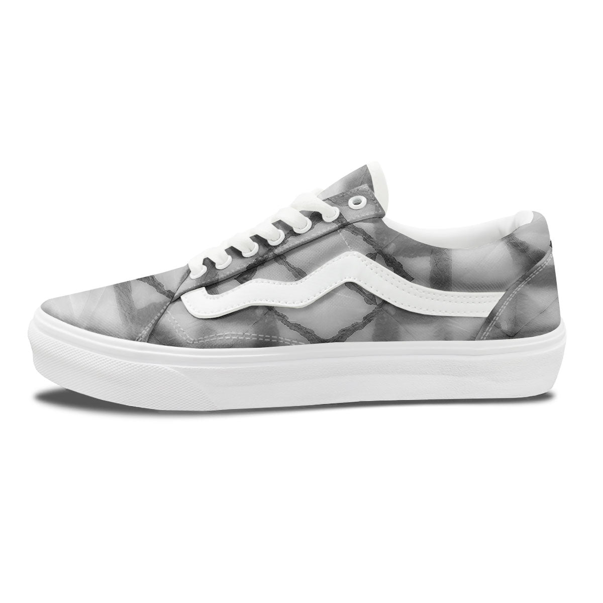 Marble Silver Grey Print Pattern Skate Shoes-grizzshop