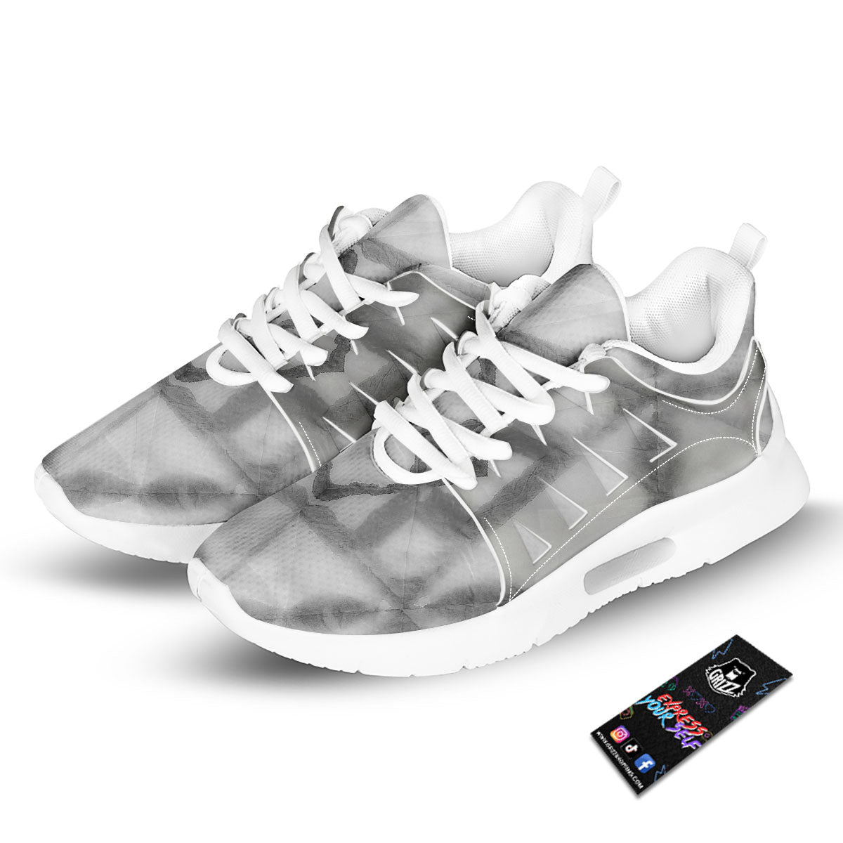 Marble Silver Grey Print Pattern Tennis Shoes-grizzshop