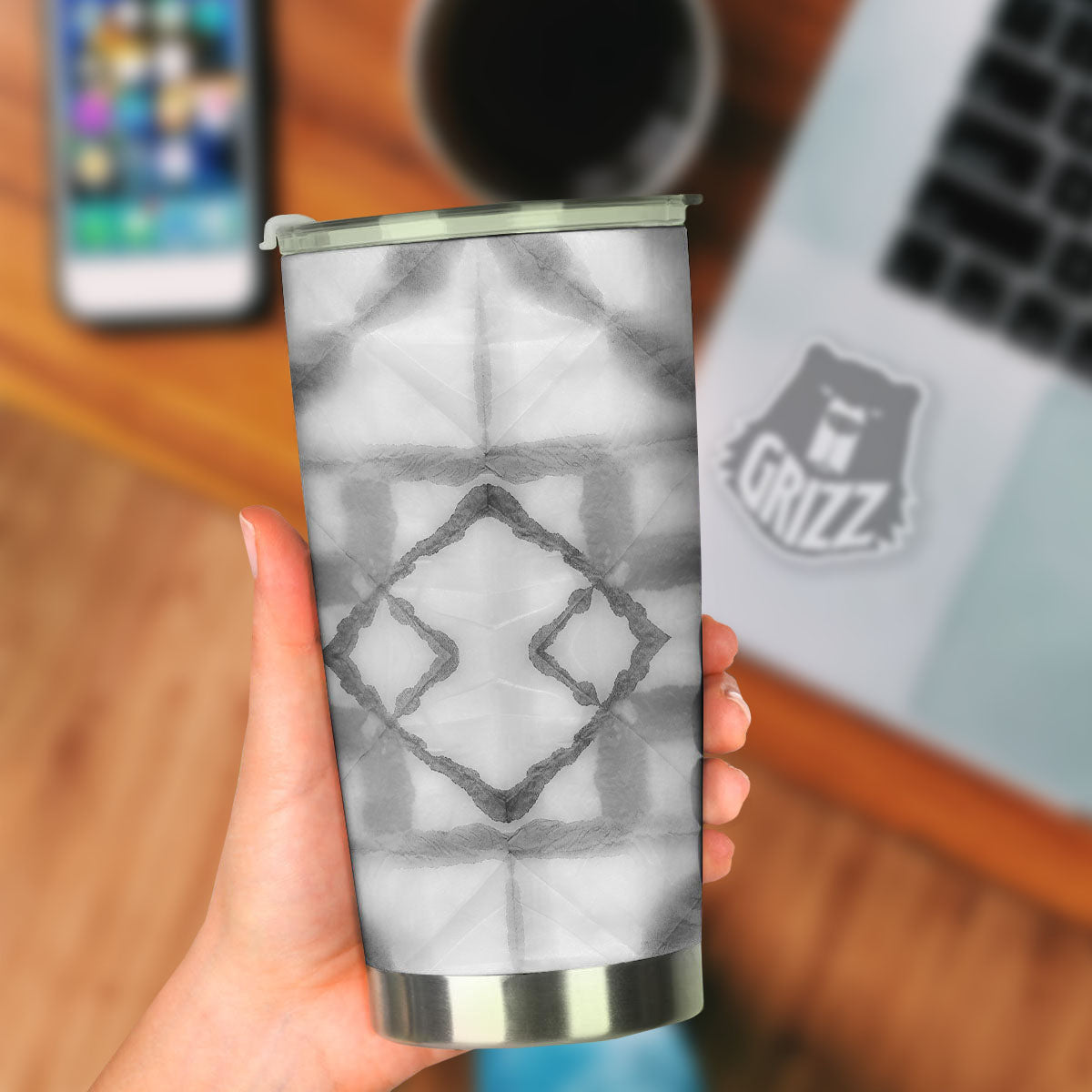 Marble Silver Grey Print Pattern Tumbler-grizzshop