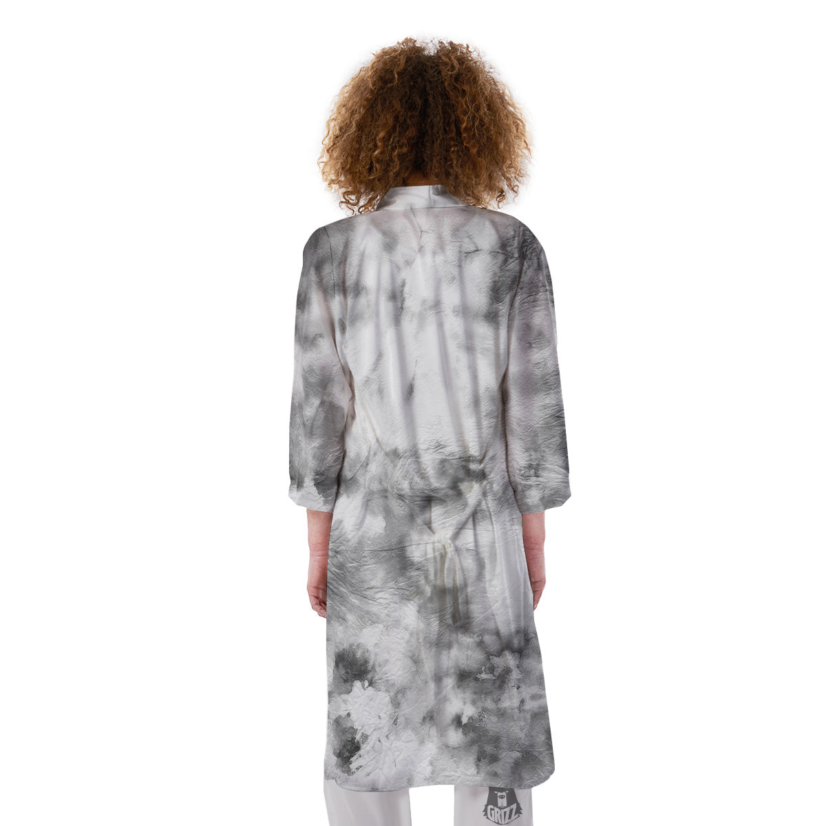 Marble Smoke Black White Print Kimono-grizzshop