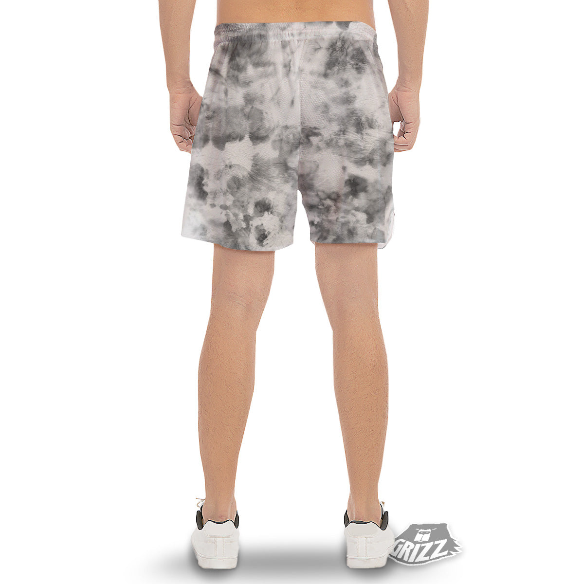 Marble Smoke Black White Print Men's Gym Shorts-grizzshop
