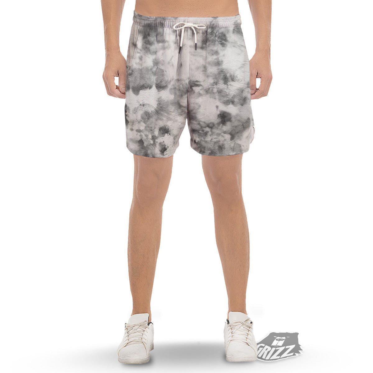 Marble Smoke Black White Print Men's Gym Shorts-grizzshop