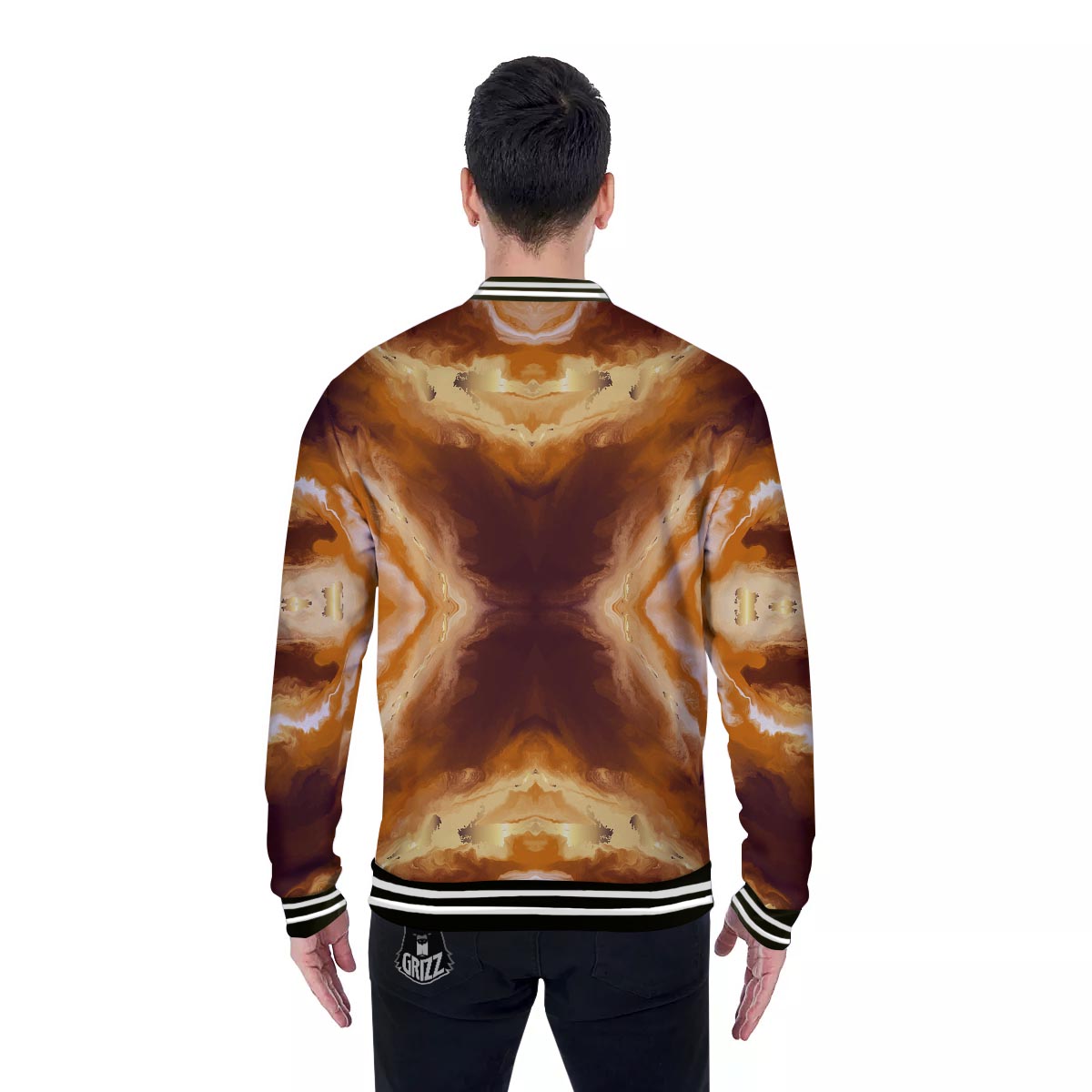 Marble Sugar Brown Print Pattern Baseball Jacket-grizzshop