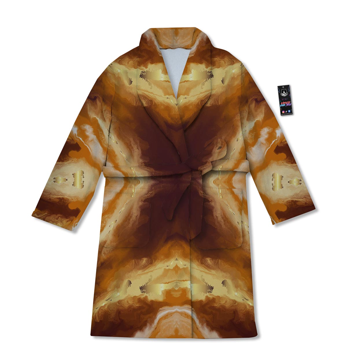 Marble Sugar Brown Print Pattern Bathrobe-grizzshop