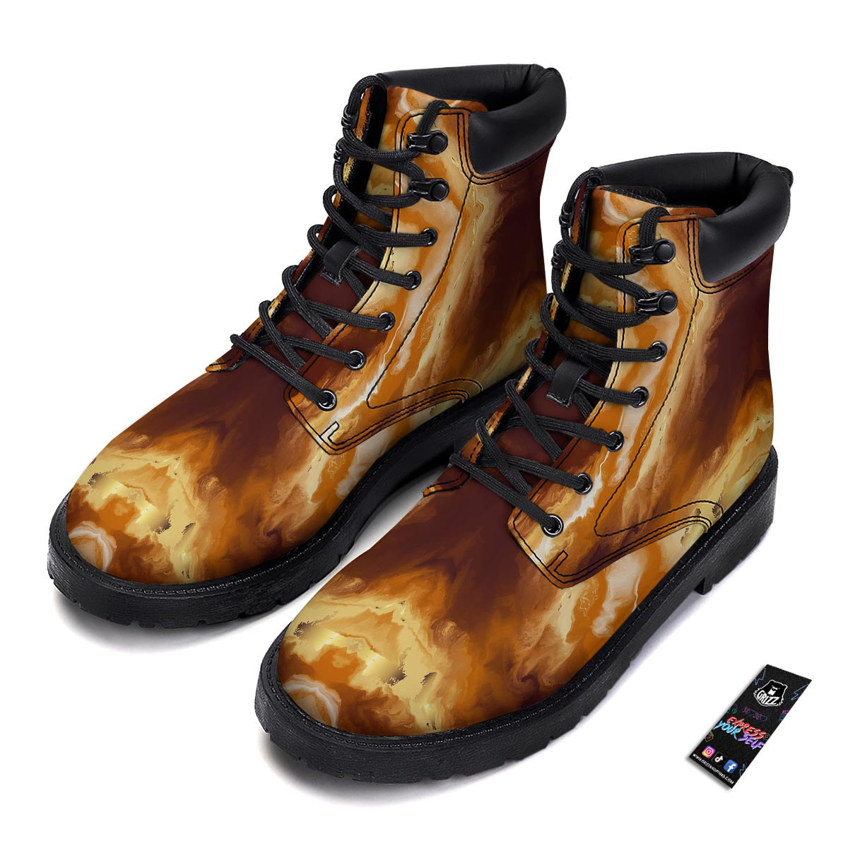 Marble Sugar Brown Print Pattern Boots-grizzshop