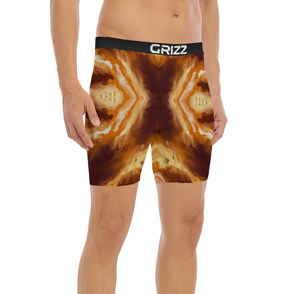Marble Sugar Brown Print Pattern Boxer Briefs-grizzshop