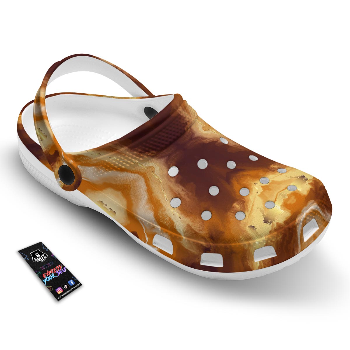 Marble Sugar Brown Print Pattern Clog-grizzshop