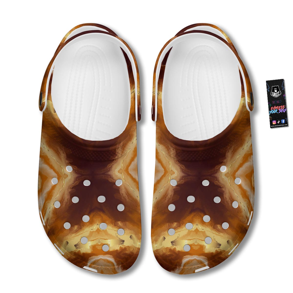 Marble Sugar Brown Print Pattern Clog-grizzshop