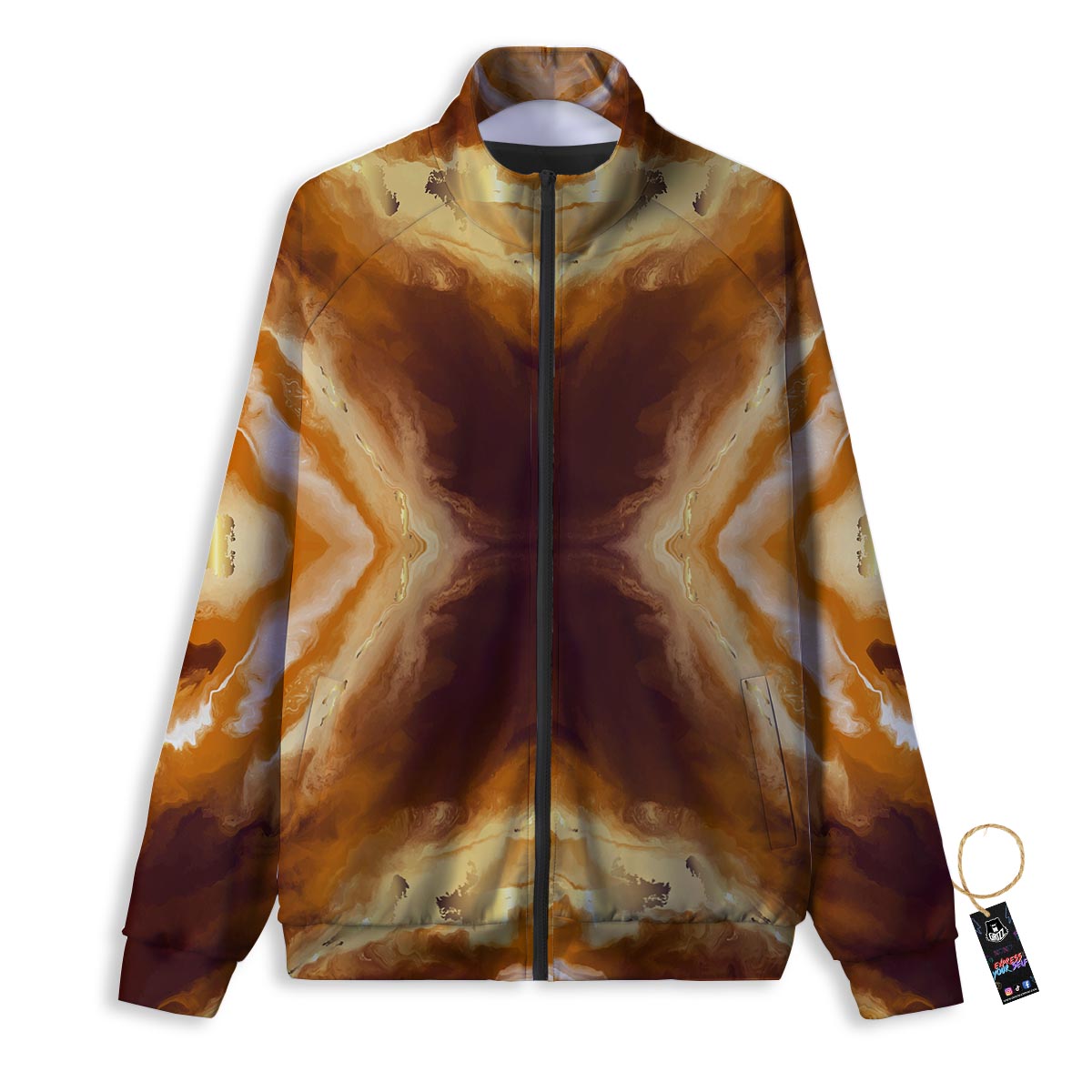 Marble Sugar Brown Print Pattern Track Jacket-grizzshop