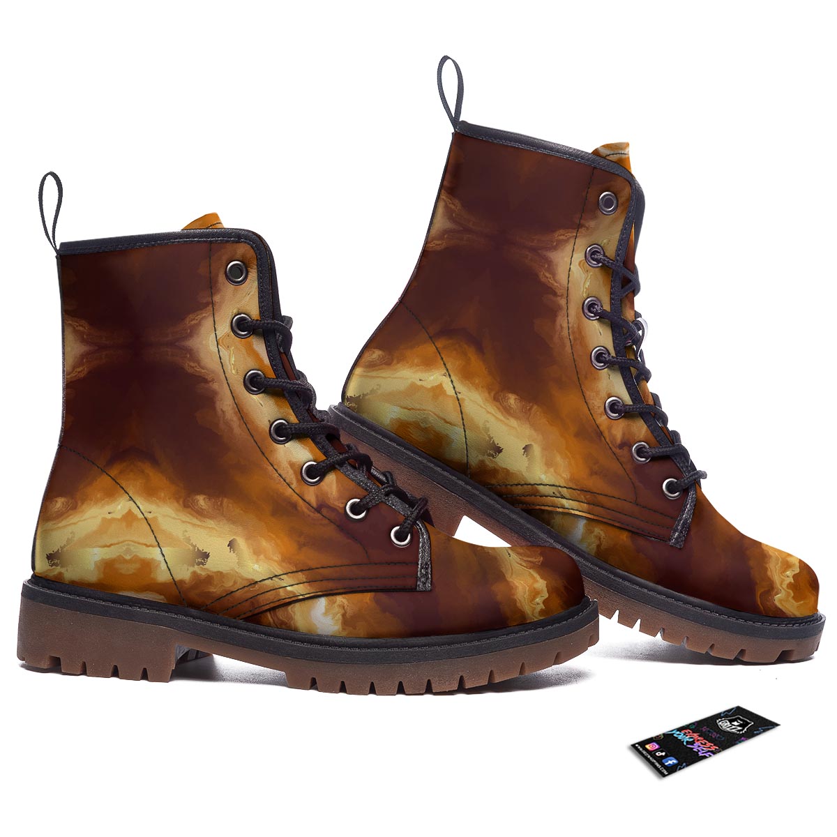Marble Sugar Brown Print Pattern Work Boots-grizzshop