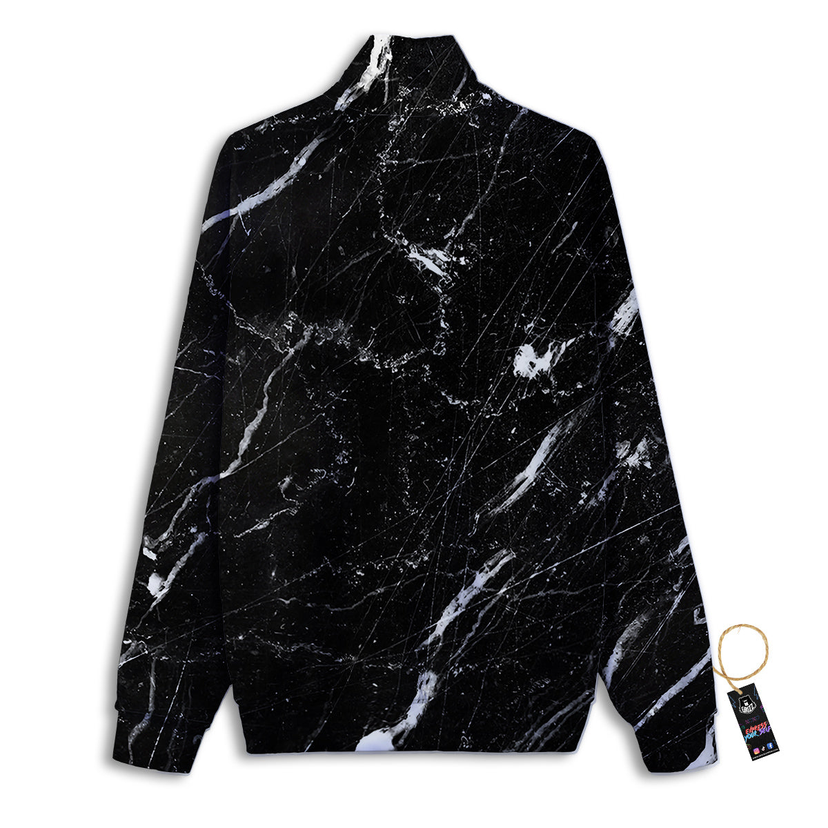 Marble White Dark Grey Print Track Jacket-grizzshop