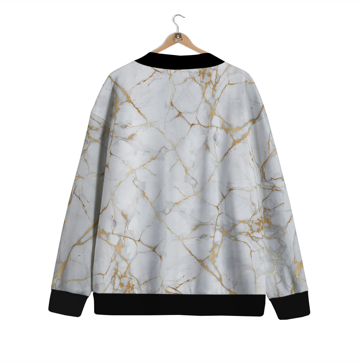 Marble White Gold Print Pattern Cardigan-grizzshop