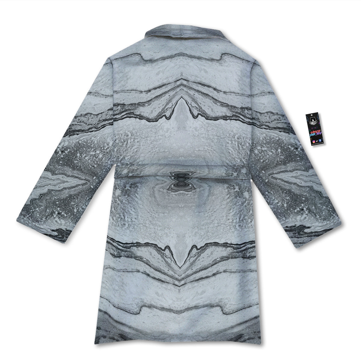 Marble White Gray Print Pattern Bathrobe-grizzshop
