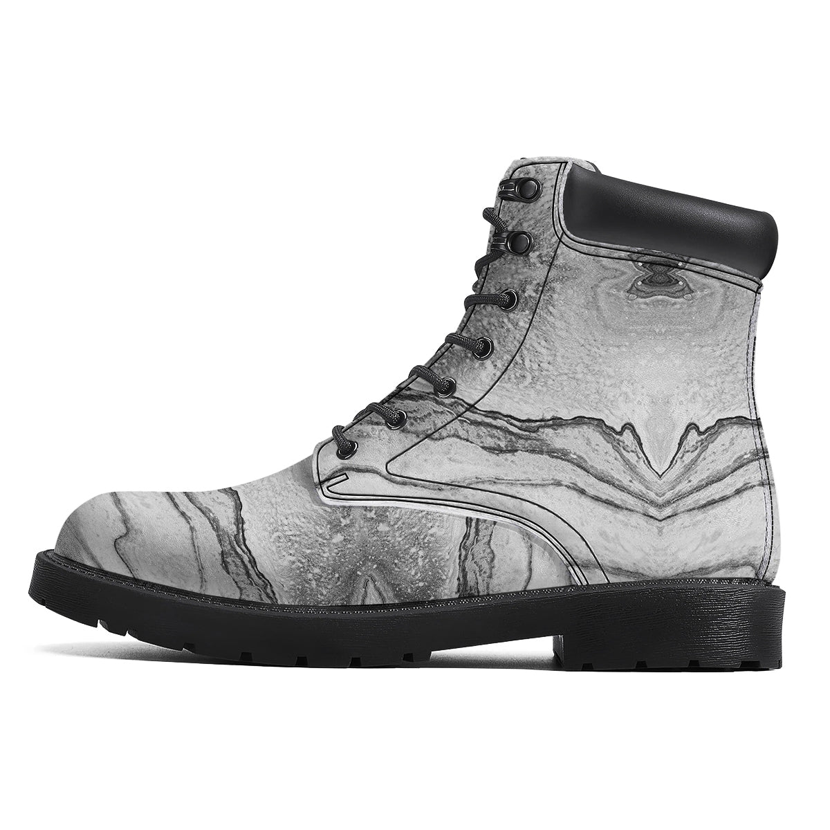 Marble White Gray Print Pattern Boots-grizzshop