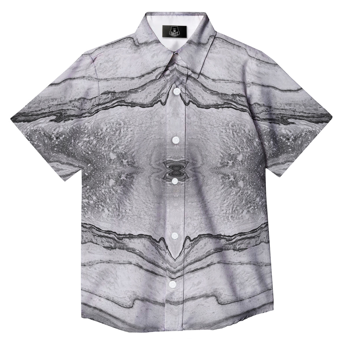 Marble White Gray Print Pattern Button Up Shirt-grizzshop