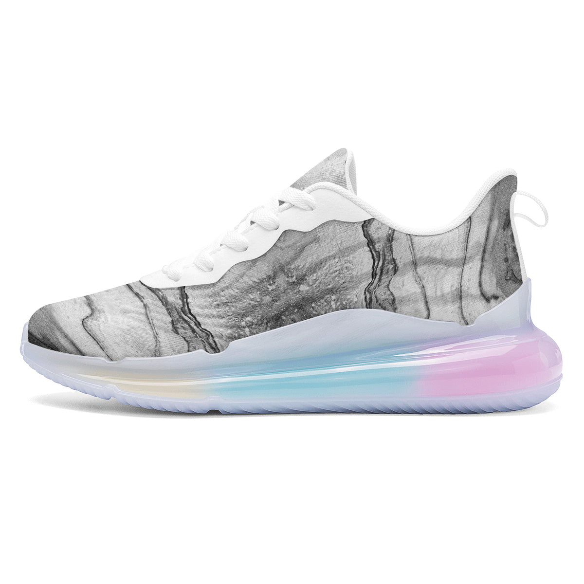 Marble White Gray Print Pattern Running Sneakers-grizzshop