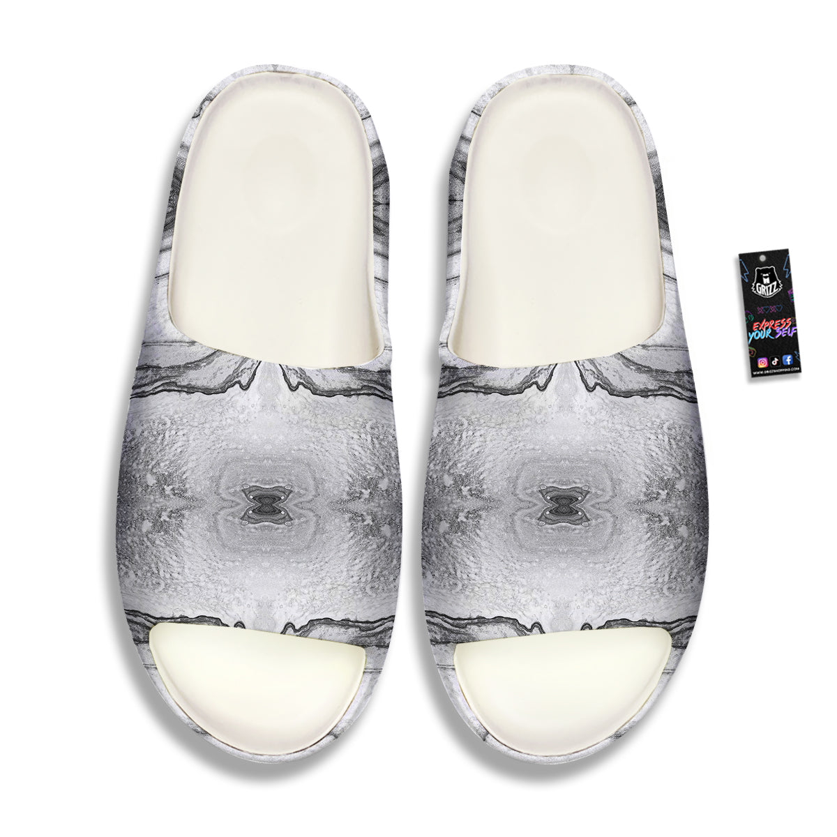 Marble White Gray Print Pattern Sandals-grizzshop