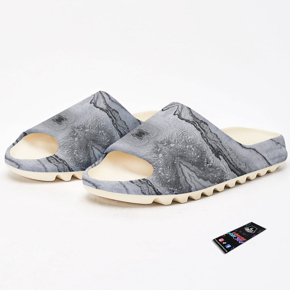 Marble White Gray Print Pattern Sandals-grizzshop