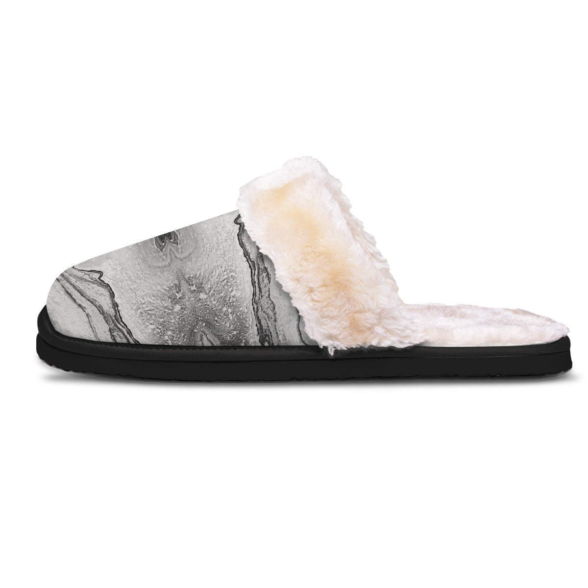Marble White Gray Print Pattern Slippers-grizzshop