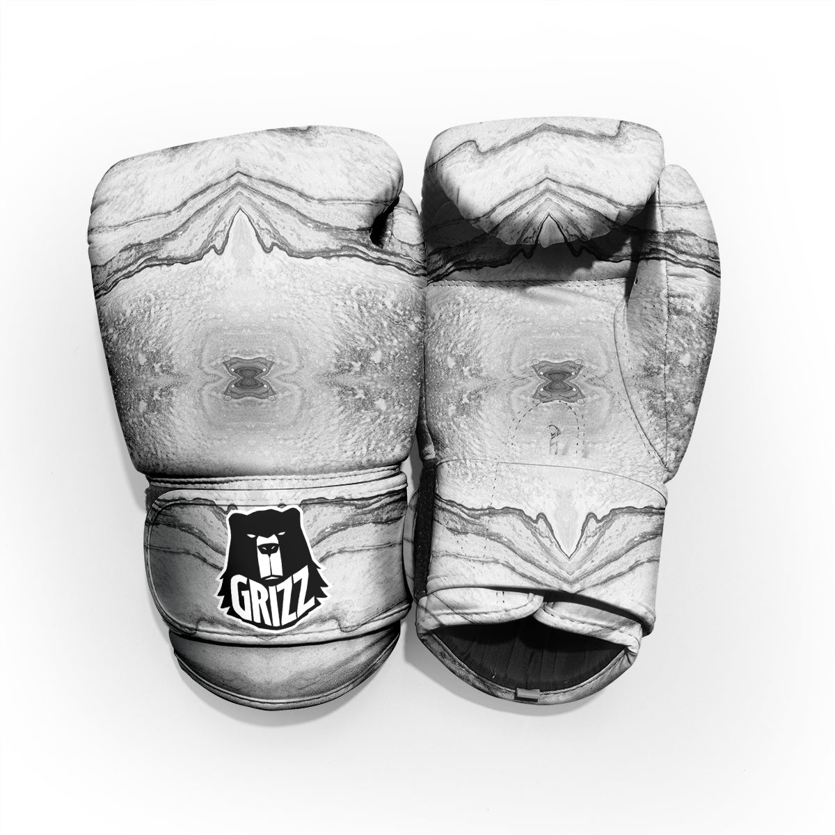 Marble White Gray Print Pattern Sparring Gloves-grizzshop